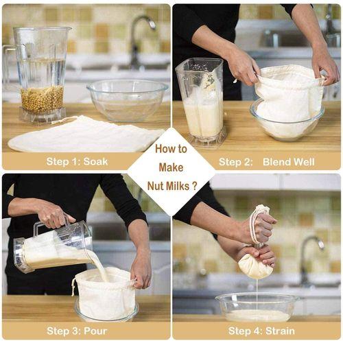 Cheese Cloth Bag with Drawstring Unbleached Reusable Cotton Bag for Straining Nut milk, Soy Milk, Yogurt, Cold Brew, Coffee, Tea, Juice, Almond Milk, Spice, Paneer, Curd, Cheesecloth Bag LARGE 50x70cm