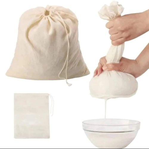 Cheese Cloth Bag with Drawstring Unbleached Reusable Cotton Bag for Straining Nut milk, Soy Milk, Yogurt, Cold Brew, Coffee, Tea, Juice, Almond Milk, Spice, Paneer, Curd, Cheesecloth Bag LARGE 50x70cm