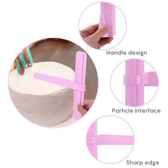 2 in 1 Adjustable Cake Scraper Cake Smoother Fondant Cream Edge Icing Smoother Pastry Spatula for Buttercream, Mousse, Cheese, Fondant Cream Cake Decorating Tools DIY Bakeware Tools Cake Leveler