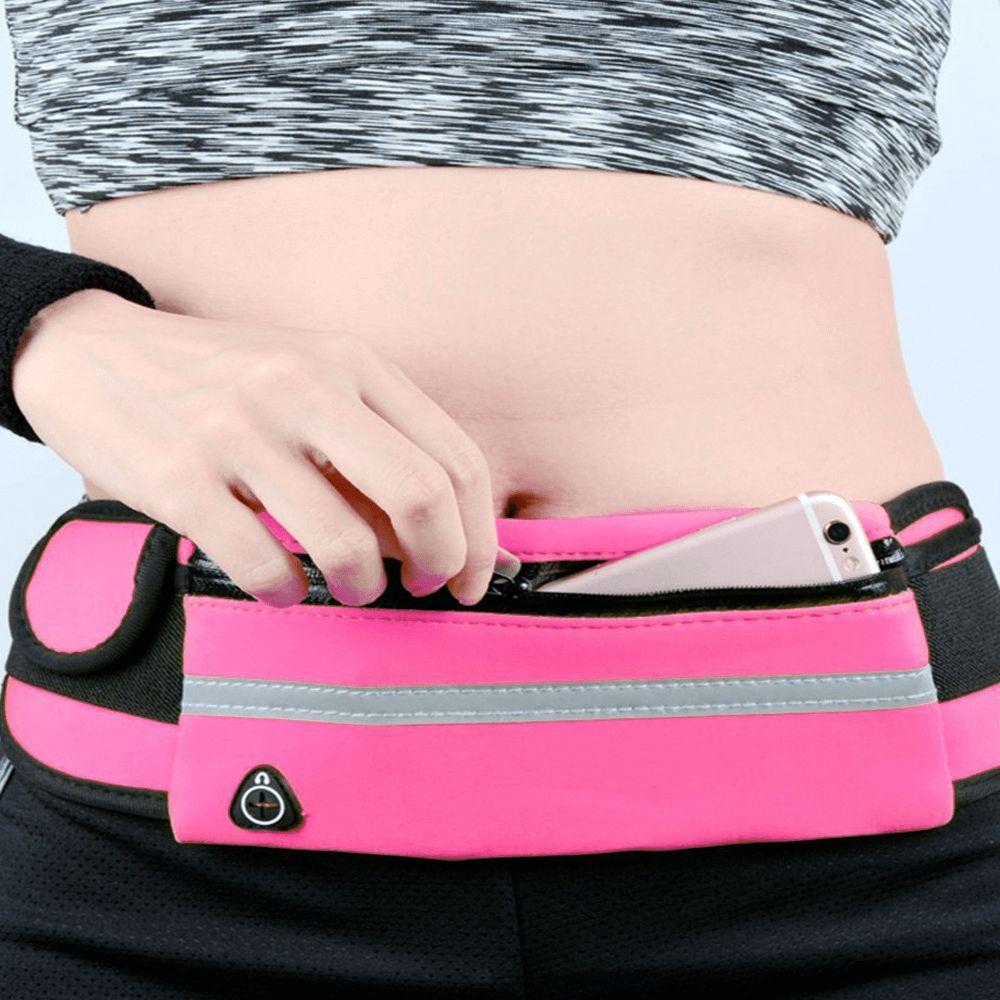 Adjustable Sports Waist Bag Belt With Water Bottle Holder, Earphones Holder, Phone Holder, Safety Reflector Waterproof Gym Bag For Cycling, Jogging, Hiking & Running Bag Phone Pouch/ Sports Bag-Unisex