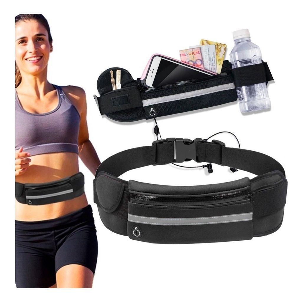 Adjustable Sports Waist Bag Belt With Water Bottle Holder, Earphones Holder, Phone Holder, Safety Reflector Waterproof Gym Bag For Cycling, Jogging, Hiking & Running Bag Phone Pouch/ Sports Bag-Unisex