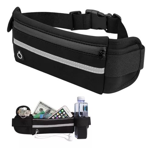 Adjustable Sports Waist Bag Belt With Water Bottle Holder, Earphones Holder, Phone Holder, Safety Reflector Waterproof Gym Bag For Cycling, Jogging, Hiking & Running Bag Phone Pouch/ Sports Bag-Unisex