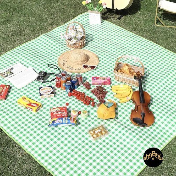 Foldable and Waterproof Picnic Mat for Outdoors or Camping, Picnic Blanket/ Camping Floor Carpet/ Beach Blanket, Tent, Meadow Mat, Park Grass Mat, Yoga Mat, Foldable Sleeping Pillow - LARGE 200x200cm