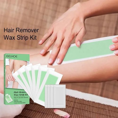 40Pc Waxing Hair Removal Strips -20 Double Sided Wax Strips Waxing Hair Removal Kit for Face, Legs, Armpit, Back, Chest,Bikini, with Beeswax, Olive Fruit Oil and Aloe Extract for Deep Skin Nourishment