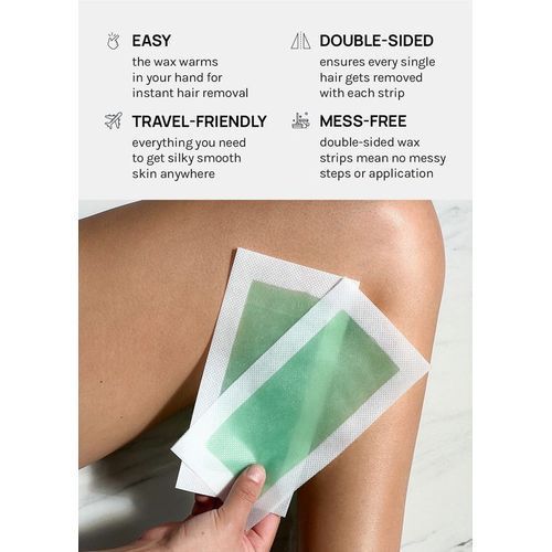 40Pc Waxing Hair Removal Strips -20 Double Sided Wax Strips Waxing Hair Removal Kit for Face, Legs, Armpit, Back, Chest,Bikini, with Beeswax, Olive Fruit Oil and Aloe Extract for Deep Skin Nourishment