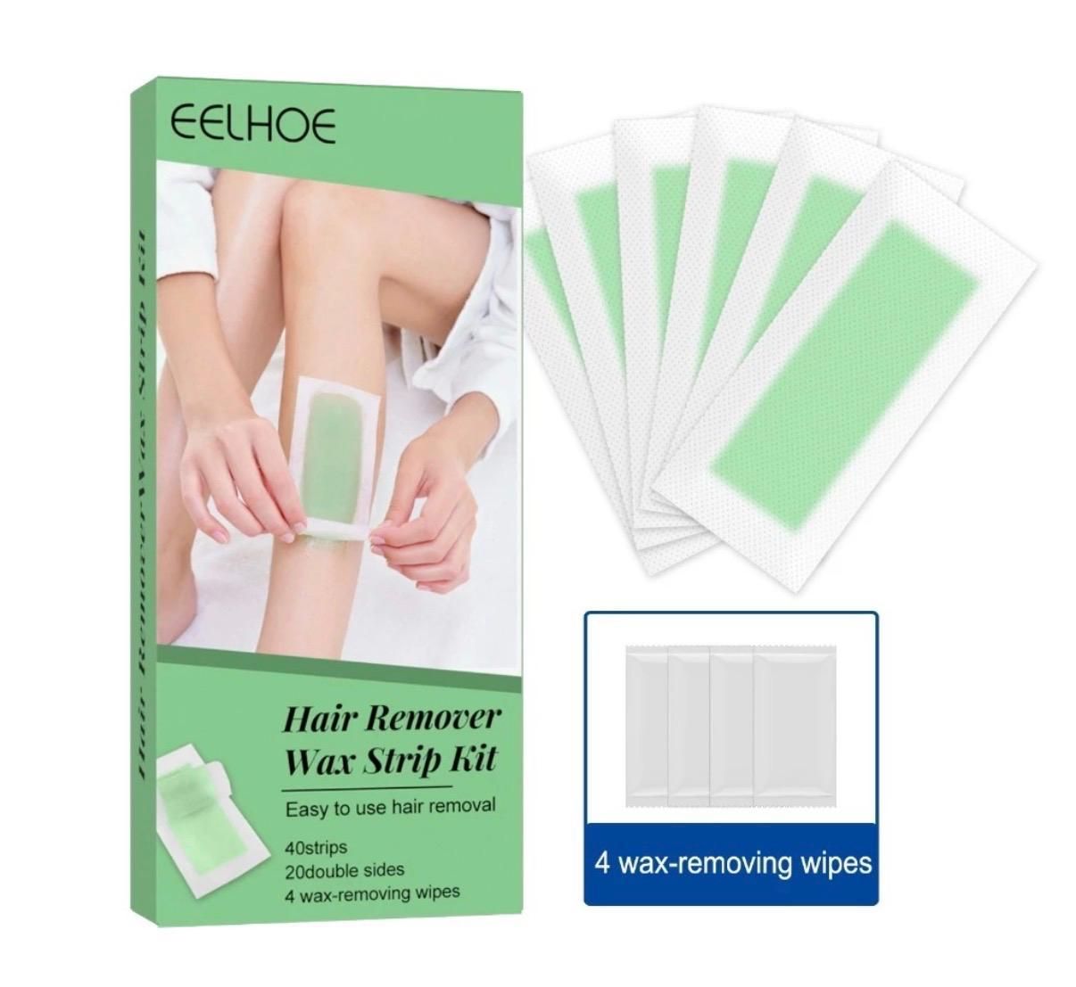 40Pcs Waxing Hair Removal Strips -20 Double Sided Wax Strips Waxing Hair Removal Kit for Face, Legs, Armpit, Back, Chest, Eyebrows, Bikini Depilatory Wax Hair Removal Sticker Body Hair Removal
