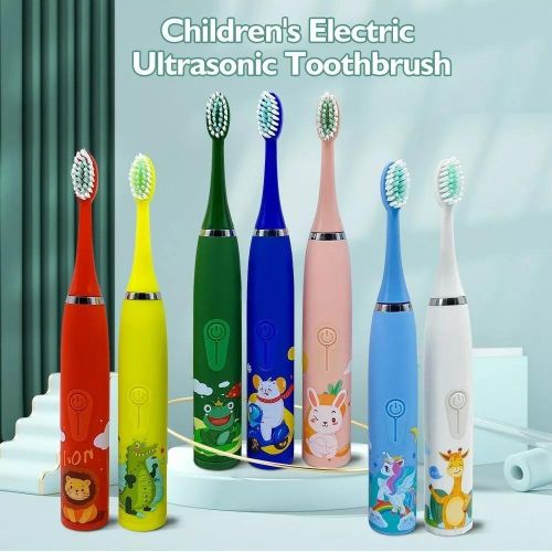 COLOR SELECTION - Kids Electric Toothbrush With 3 Replacement Brush Heads + FREE Battery Children Toothbrush Teeth Cleaner- Battery Operated