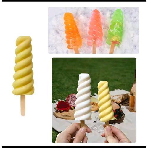 6 in 1 Silicone Ice Popsicle Mold + FREE 50PCs Ice Cream Wooden Sticks, Reusable Ice Cream Molds Cute Fruit Popsicle Candy Maker Ice Popsicle Maker Ice Cream Maker Homemade & Commercial Use, BPA Free