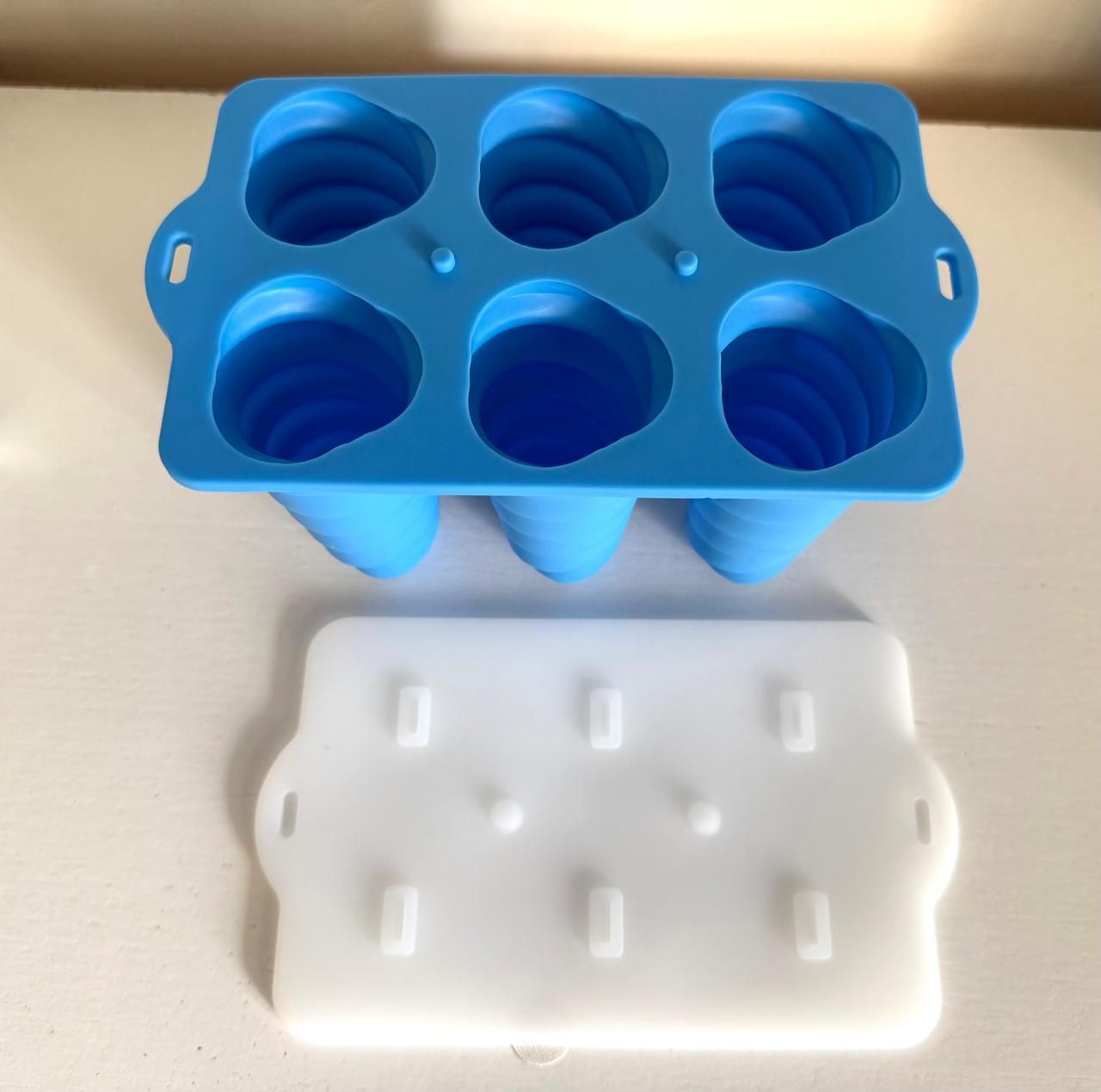 6 in 1 Silicone Ice Popsicle Mold + FREE 50PCs Ice Cream Wooden Sticks, Reusable Ice Cream Molds Cute Fruit Popsicle Candy Maker Ice Popsicle Maker Ice Cream Maker Homemade & Commercial Use, BPA Free