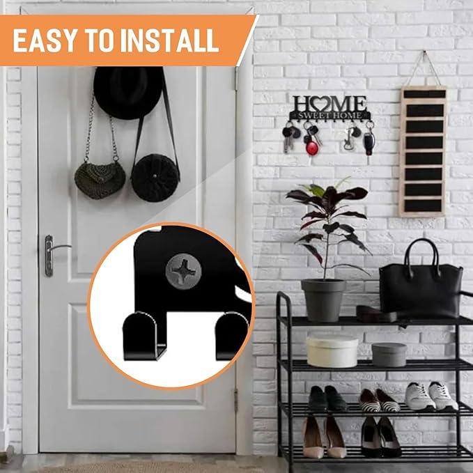Home Sweet Home Metal Key Holder with 10 Hooks Wall Decoration Wall Mount Key Organizer with Mounting Screws for Entryway, Front Door, Kitchen, Hallway, Garage, Office, Mudroom Home Decoration