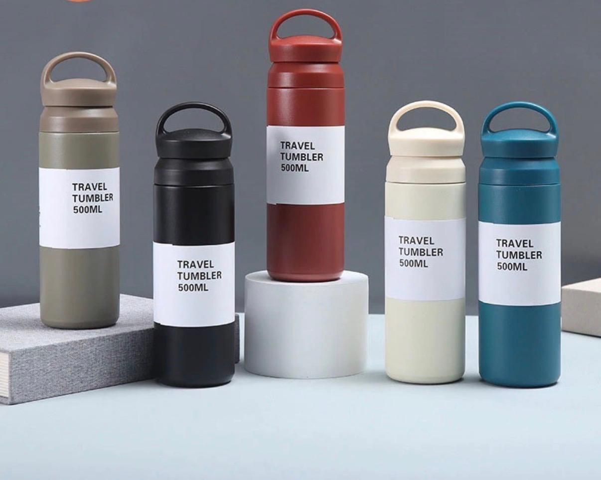 500ML Double Wall Vacuum Flask Unbreakable Sports Water Bottle Insulated Thermocup Leak-proof, Air-tight Coffee Mug Coffee Cup Thermos Flask Travel Tumbler Stainless Steel Thermos Bottle Hot & Cold
