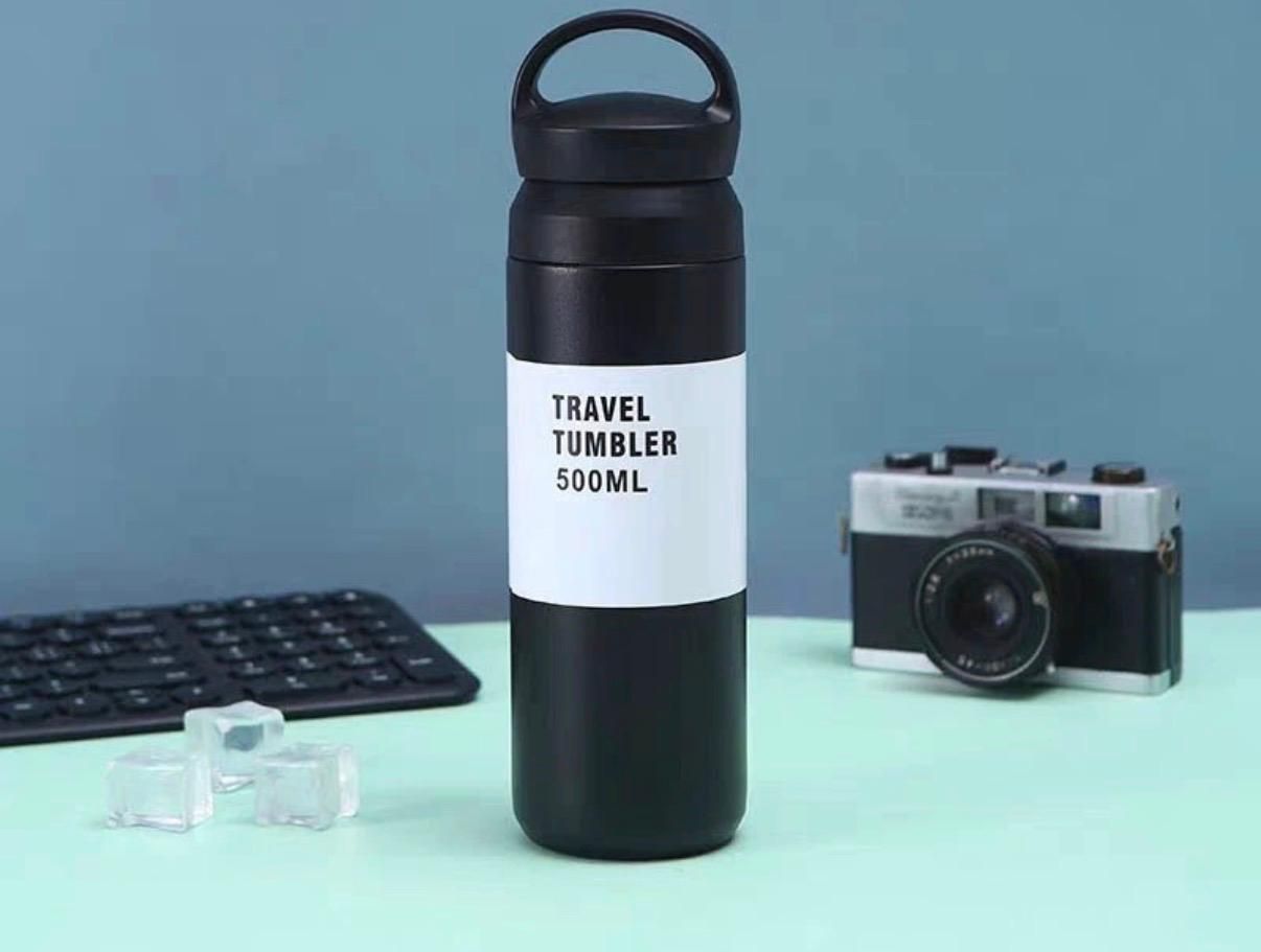 500ML Double Wall Vacuum Flask Unbreakable Sports Water Bottle Insulated Thermocup Leak-proof, Air-tight Coffee Mug Coffee Cup Thermos Flask Travel Tumbler Stainless Steel Thermos Bottle Hot & Cold