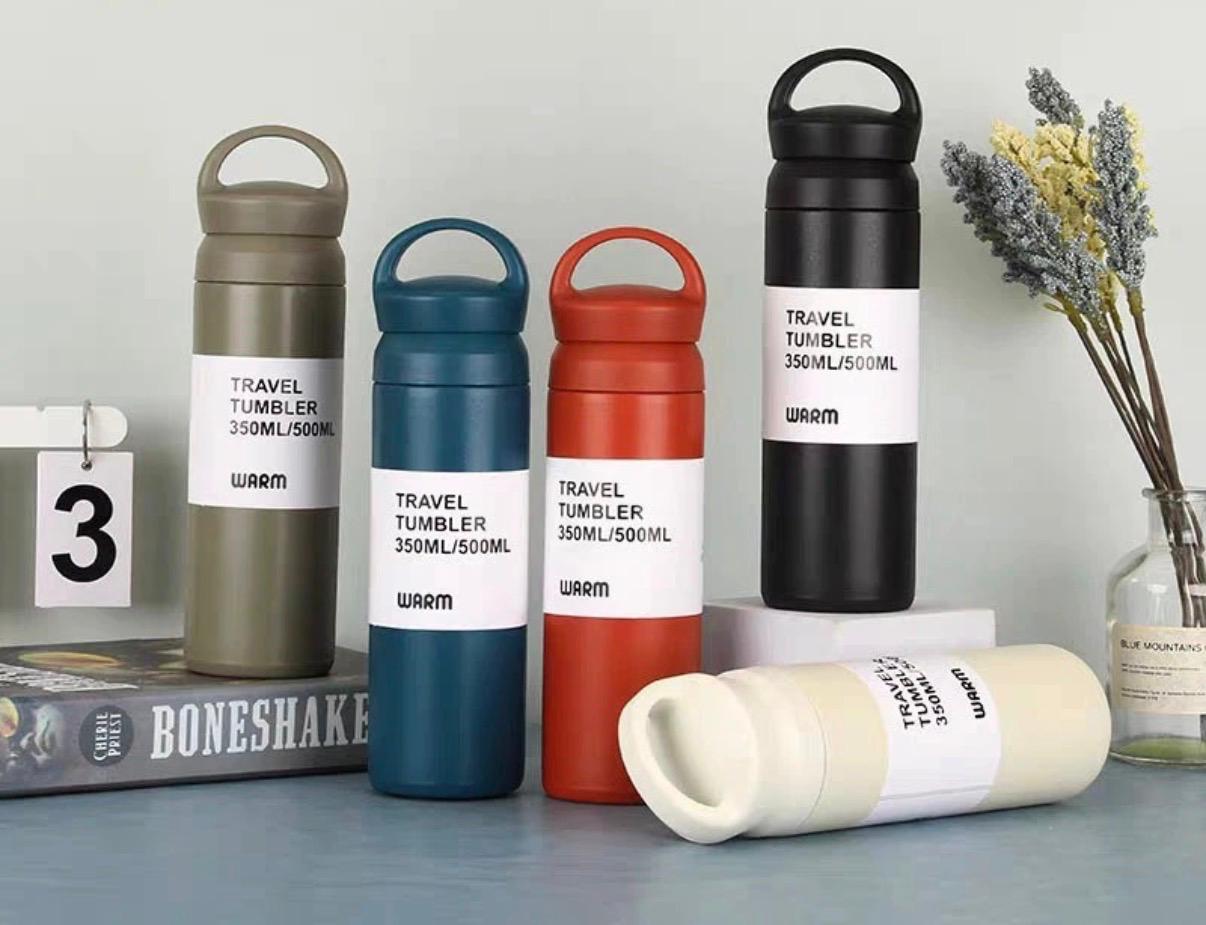 500ML Double Wall Vacuum Flask Unbreakable Sports Water Bottle Insulated Thermocup Leak-proof, Air-tight Coffee Mug Coffee Cup Thermos Flask Travel Tumbler Stainless Steel Thermos Bottle Hot & Cold