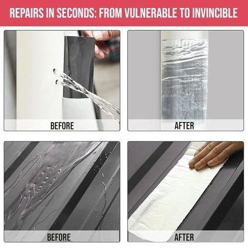 Aluminium Foil Tape Waterproof Adhesive Rubber Tape Butyl Tape Sealing Tape Repair Tape For Leakage Waterproofing Water Tank Roof, Pipe, Window Seal Leak Wall Crack Repair Water Tape - 5cm by 5m