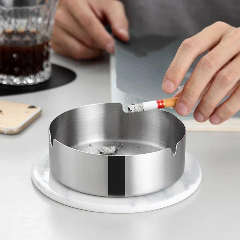Decorative Ash Tray Stainless Steel Hollow Out Ashtray Cigarette Ashtray Home Decoration for Hotel, Restaurant, Cafes, Balcony, Bar, Office, - Indoor &  Outdoor Use