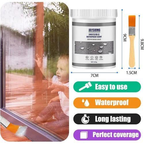 300g Super Strong Invisible Waterproof Repair Sealant Glue Anti-Leakage, Transparent Paste Adhesive Coating Agent + Brush for Cracks and Leaks for Bathroom,Toilet, Wood, Tile, Concrete, Walls, Ceiling