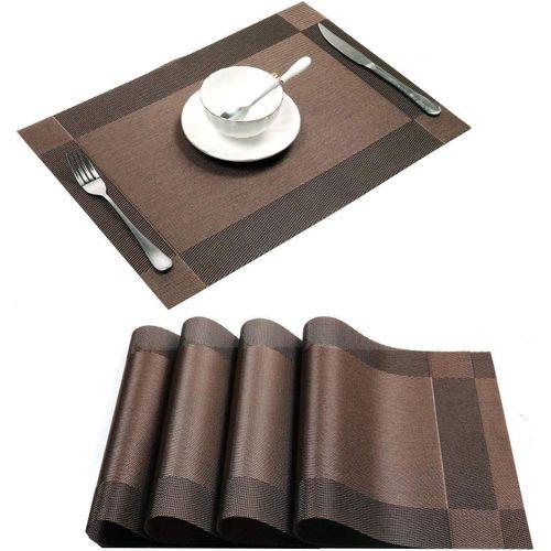 6pc PVC Dining Table Mats Heat Resistant Non-Slip Place Mats, Stain Resistant Placemats for Home, Hotel, Restaurant Kitchen Table Mat Home Decoration