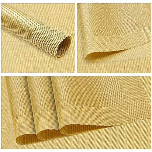 6pc PVC Dining Table Mats Heat Resistant Non-Slip Place Mats, Gold Stain Resistant Placemats for Home, Hotel, Restaurant Kitchen Table Mats Home Decoration