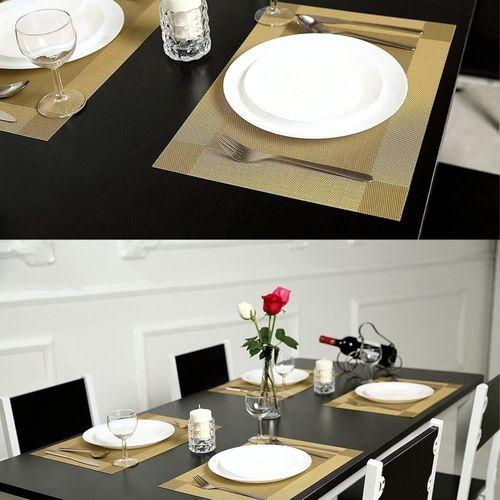 6pc PVC Dining Table Mats Heat Resistant Non-Slip Place Mats, Gold Stain Resistant Placemats for Home, Hotel, Restaurant Kitchen Table Mats Home Decoration