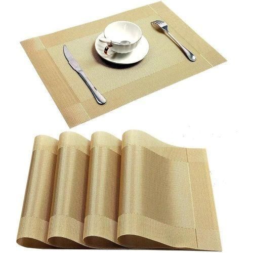 6pc PVC Dining Table Mats Heat Resistant Non-Slip Place Mats, Gold Stain Resistant Placemats for Home, Hotel, Restaurant Kitchen Table Mats Home Decoration