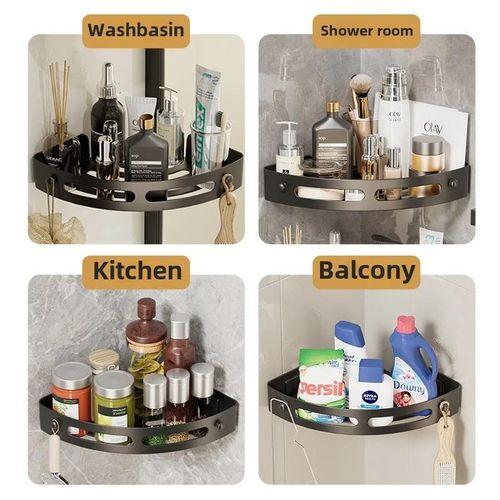 No Drill Bathroom Corner Shelf Shower Caddy Wall Mounted Bathroom Shelf Organizer Kitchen/Toilet Storage Rack Makeup Organizer Cosmetic Storage Tissue Holder Shelf/ Bathroom Storage Rack