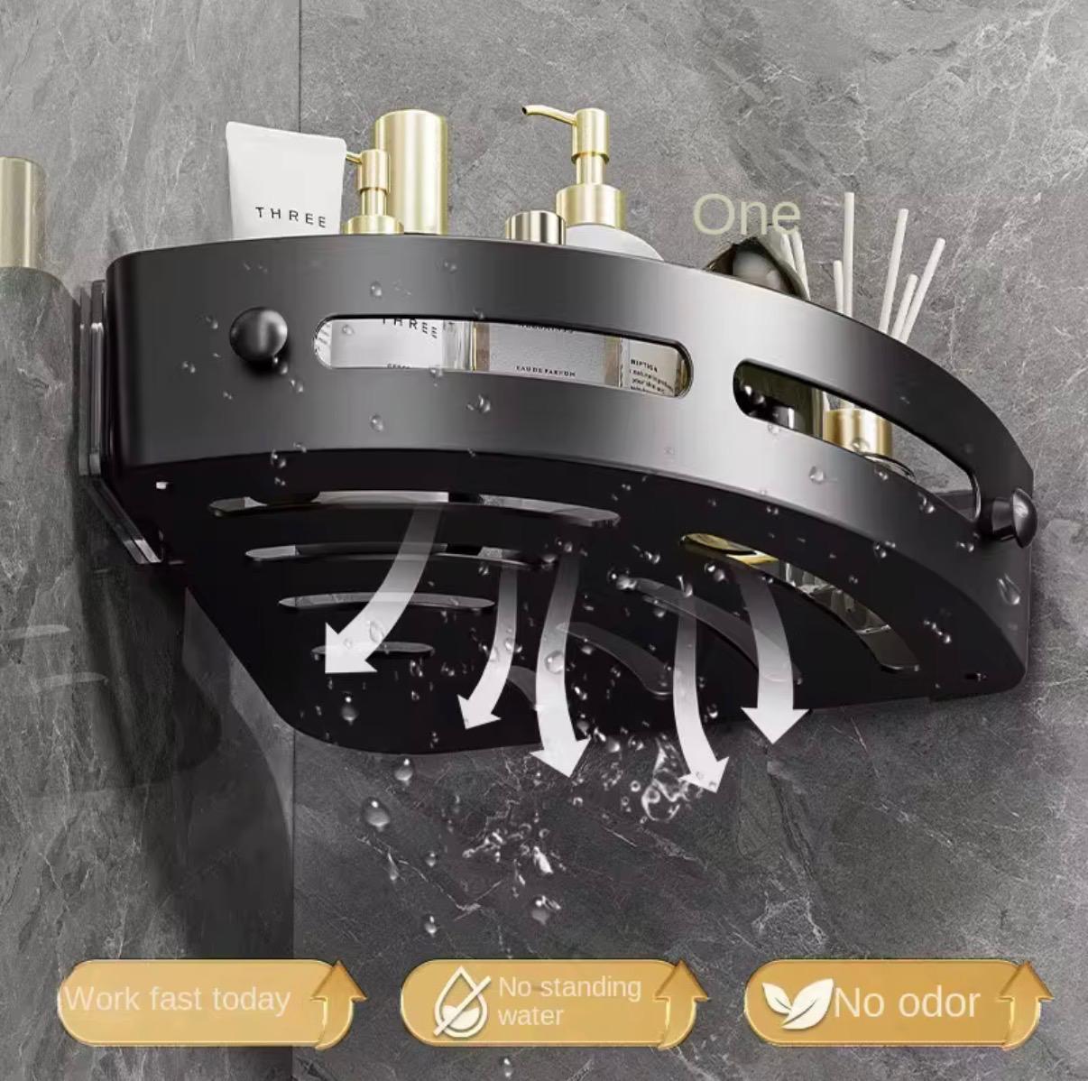 No Drill Bathroom Corner Shelf Shower Caddy Wall Mounted Bathroom Shelf Organizer Kitchen/Toilet Storage Rack Makeup Organizer Cosmetic Storage Tissue Holder Shelf/ Bathroom Storage Rack