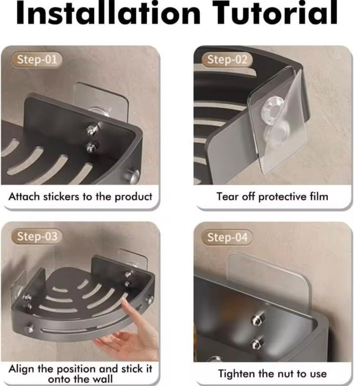 No Drill Bathroom Corner Shelf Shower Caddy Wall Mounted Bathroom Shelf Organizer Kitchen/Toilet Storage Rack Makeup Organizer Cosmetic Storage Tissue Holder Shelf/ Bathroom Storage Rack