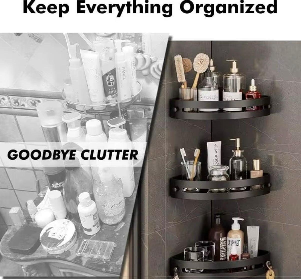 No Drill Bathroom Corner Shelf Shower Caddy Wall Mounted Bathroom Shelf Organizer Kitchen/Toilet Storage Rack Makeup Organizer Cosmetic Storage Tissue Holder Shelf/ Bathroom Storage Rack