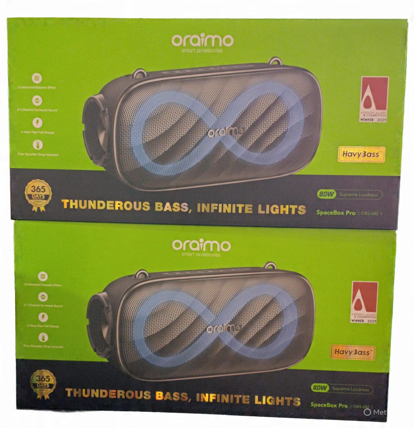 🎶🎵INFINITE PRO MUSIC🎵🔅Oraimo SpaceBox Pro OBS-682 Portable Wireless Speaker – Ultimate Sound.Bluetooth Version: 5.0
Speaker Output: 2 × 10W
Battery Capacity: 2000mAh
Playtime: Up to 6 hours
Chargi