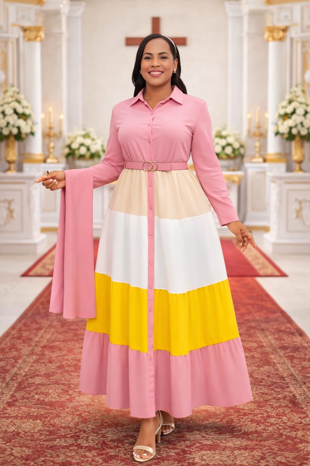 Elegant Color-Block Maxi Dress for Women