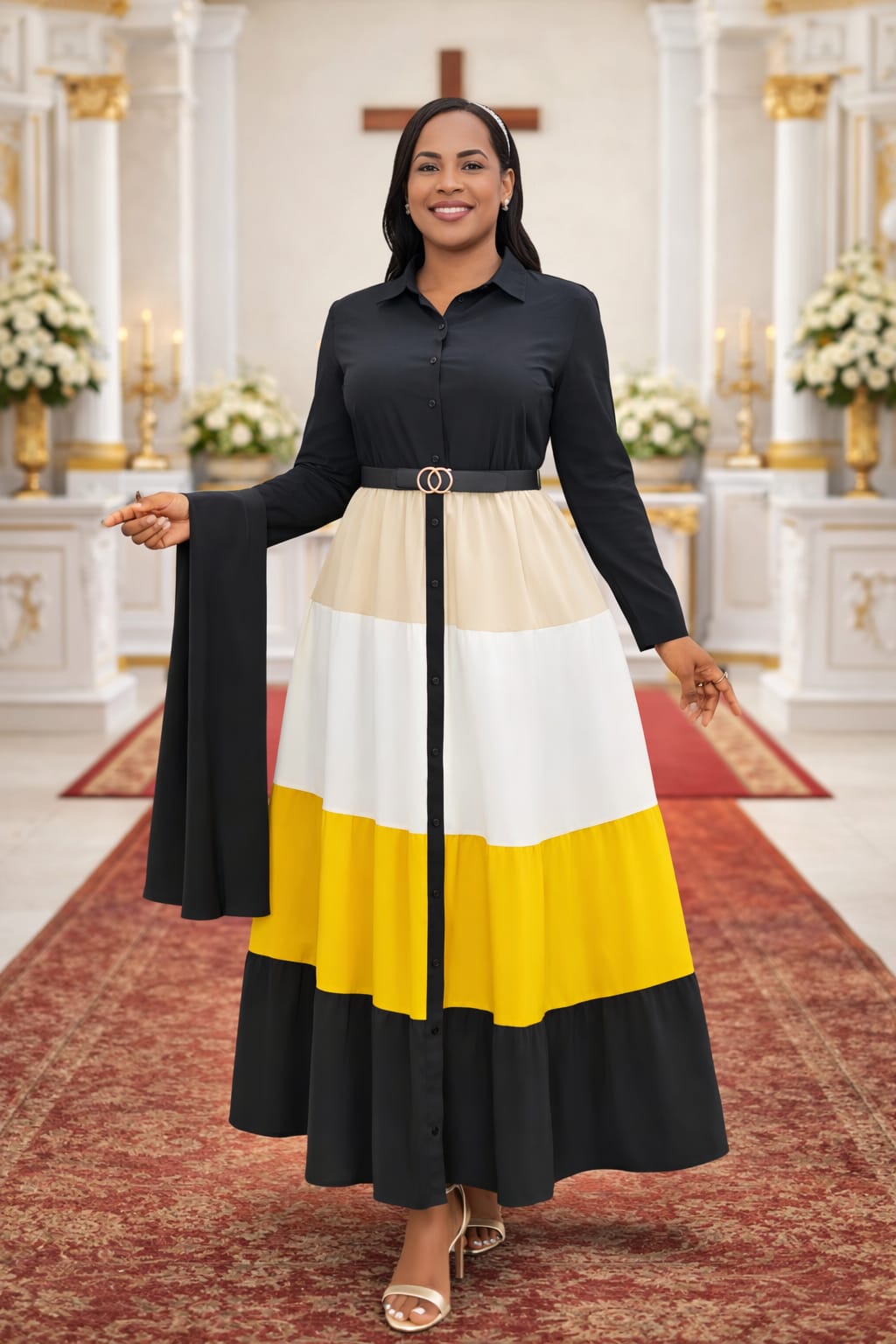 Elegant Color-Block Maxi Dress for Women