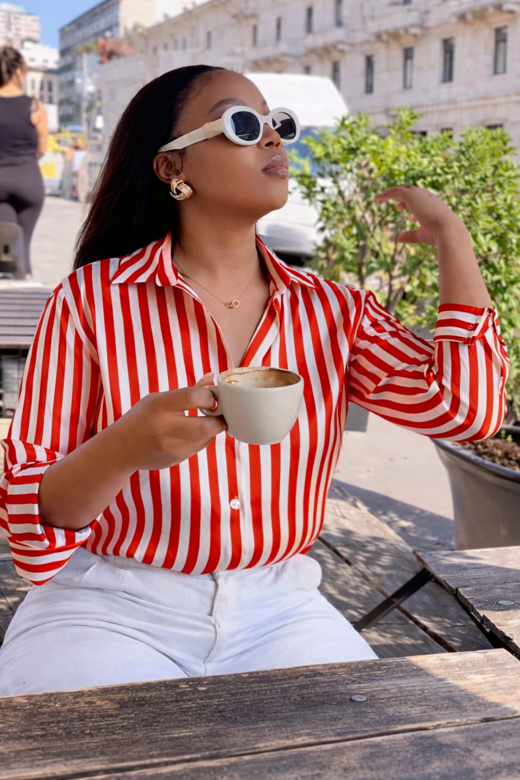 Women’s Classic Blue & White Striped Button-Down Shirt