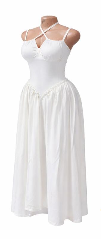 Elegant Black Spaghetti Strap Midi Dress – Sleeveless Flared Party Dress for Women