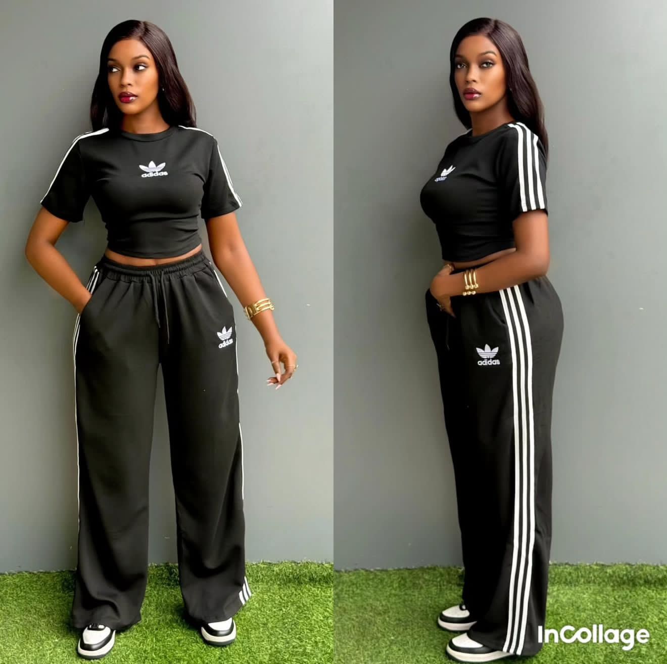 Women’s Adidas 2-Piece Casual Tracksuit Set – Grey with Red Stripes, White with Black Stripes, Black with White Stripes