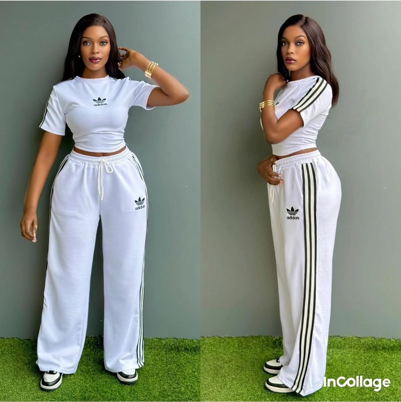 Women’s Adidas 2-Piece Casual Tracksuit Set – Grey with Red Stripes, White with Black Stripes, Black with White Stripes