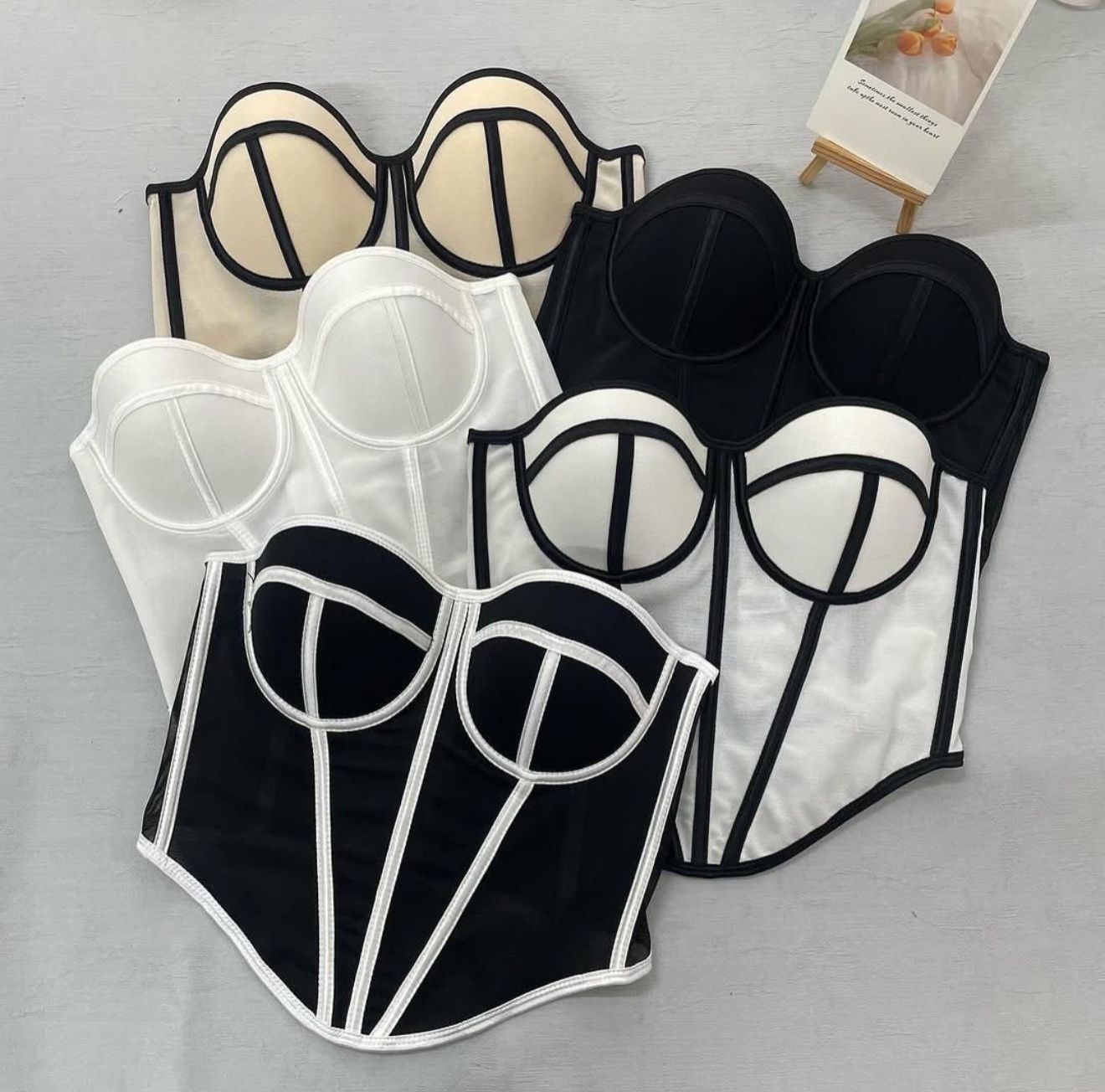 Elegant Curve-Defining Black & White Structured Corset