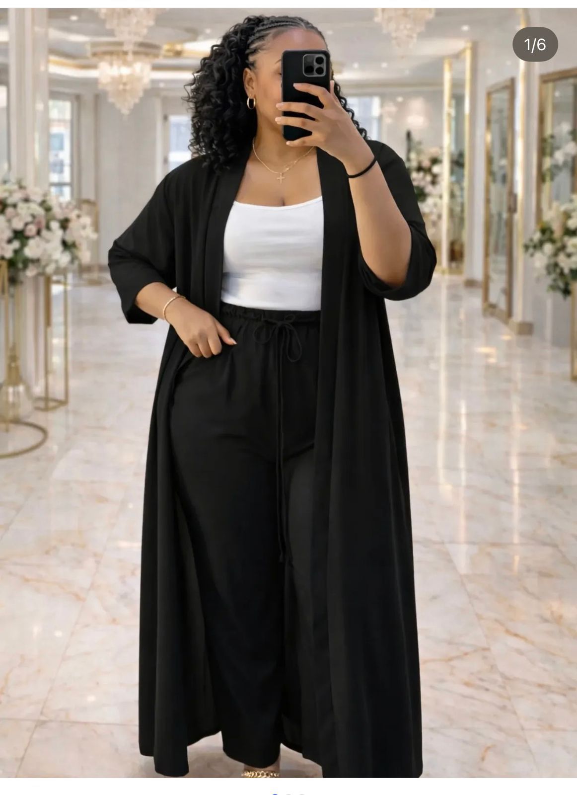 Elegant Women’s 3-Piece Casual Lounge Set – Long Cardigan, Drawstring Pants & Inner Top
