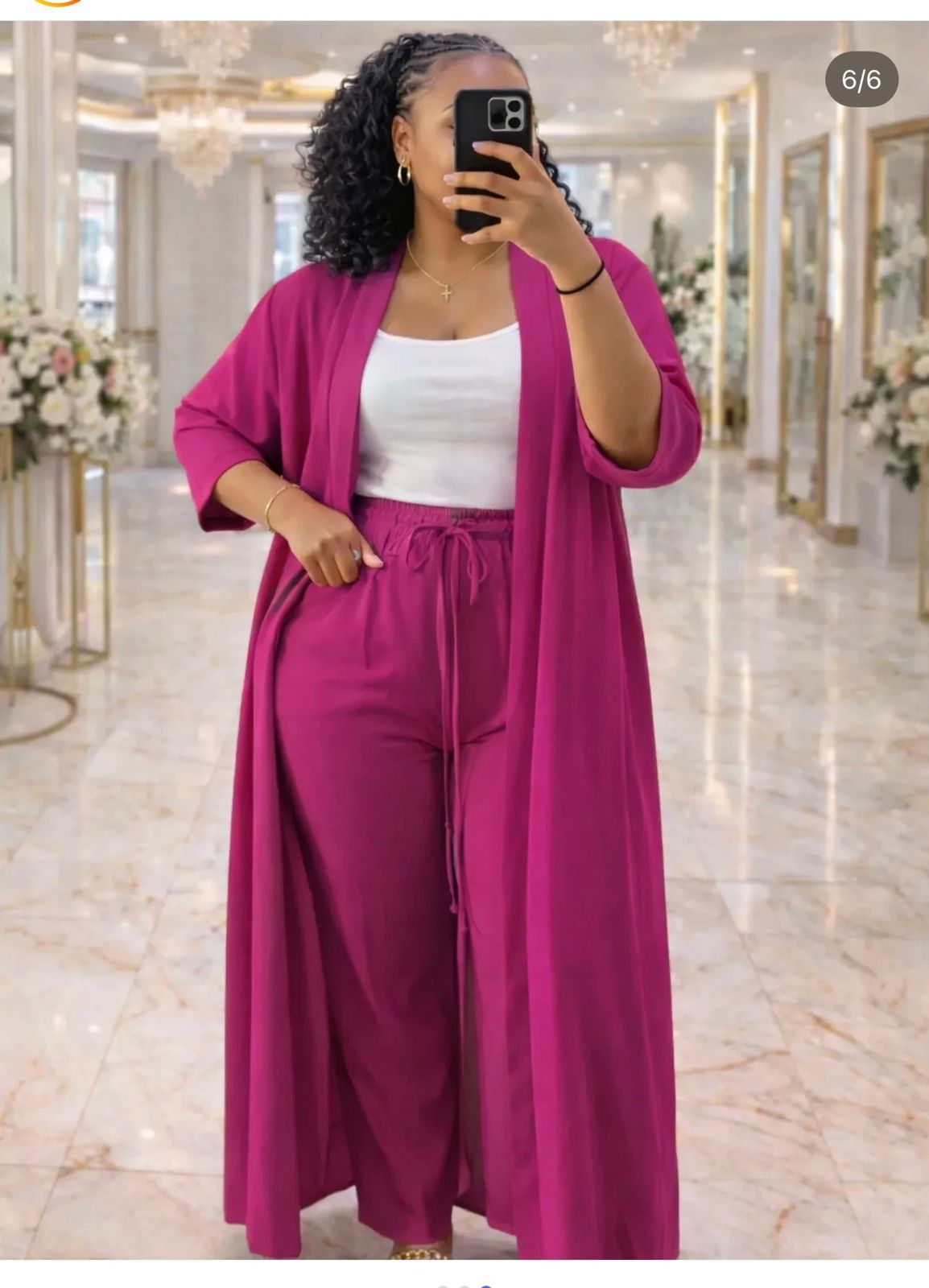 Elegant Women’s 3-Piece Casual Lounge Set – Long Cardigan, Drawstring Pants & Inner Top