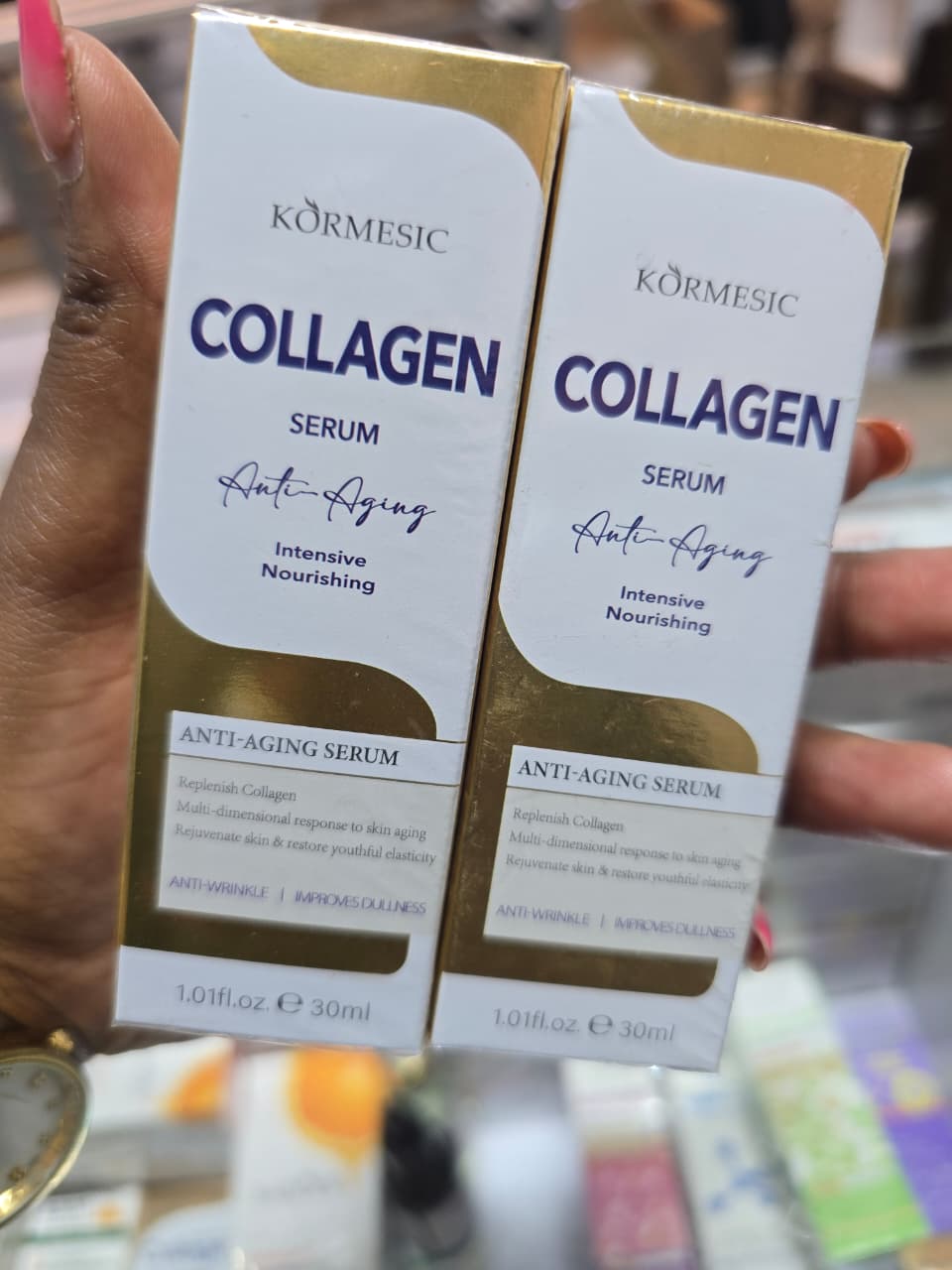 collagen Serum – Anti-Wrinkle Face Serum with Marine Collagen, Gold, Hyaluronic Acid, Retinol & Vitamin C – Improves Skin Firmness, Elasticity & Radiance – For All Skin Types