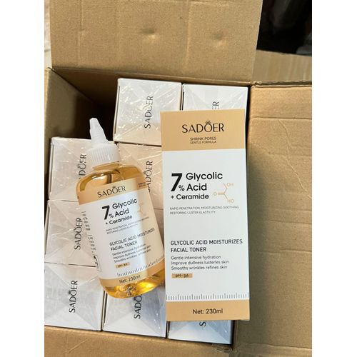 SADOER 7% Glycolic Acid + Ceramide Toner 230ml For Skin Renewal, Exfoliation, Anti-Dark Spots, Smooth Texture & Radiant Youthful Glow Brightens, And Restores Skin For A Clear, Smooth And Radiant Glow