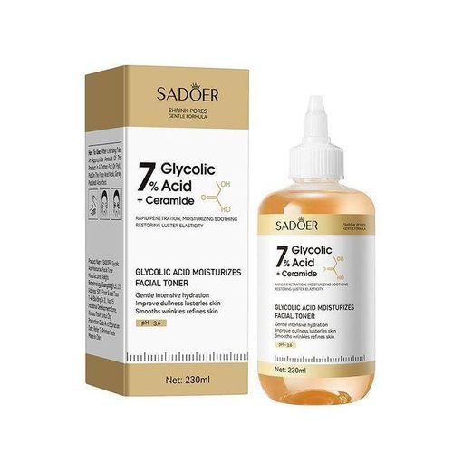 SADOER 7% Glycolic Acid + Ceramide Toner 230ml For Skin Renewal, Exfoliation, Anti-Dark Spots, Smooth Texture & Radiant Youthful Glow Brightens, And Restores Skin For A Clear, Smooth And Radiant Glow