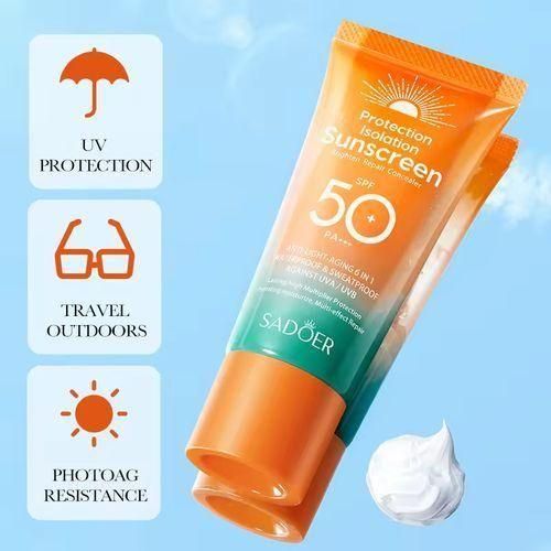 Sadoer Sunscreen SPF 50 PA +++, Brighten Repair Concealer, Protection Isolation Sunscreen , Moisturizing anti light ageing Sunscreen