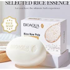 BIOAQUA RICE RAW PULP ESSENCE SOAP MOISTURIZING HYDRATING SKIN REJUVENATION BATH OIL CONTROL SOAP 100G