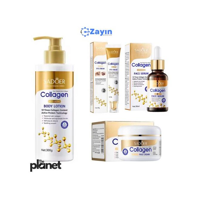 SADOER COLLAGEN Pcs Skin Care Set Vitamin C Face Cleansers + Moisturizing lotion + Face Essence  CREAM + Tone+Eye Cream + Lipstick + Hand Cream Gift set