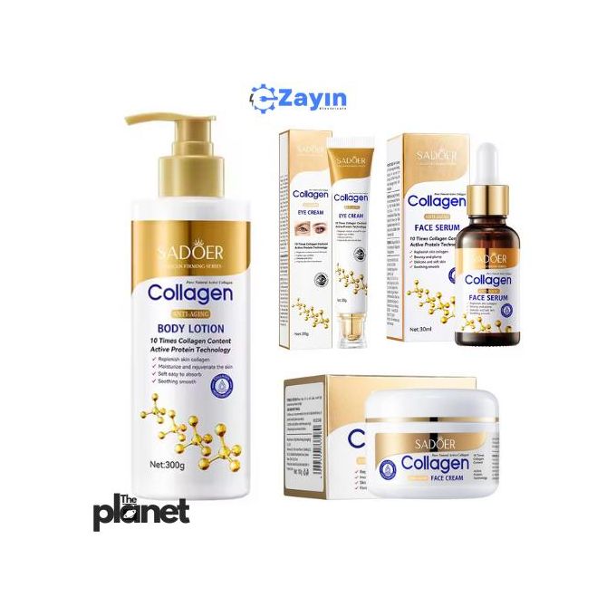 SADOER COLLAGEN Pcs Skin Care Set Vitamin C Face Cleansers + Moisturizing lotion + Face Essence  CREAM + Tone+Eye Cream + Lipstick + Hand Cream Gift set