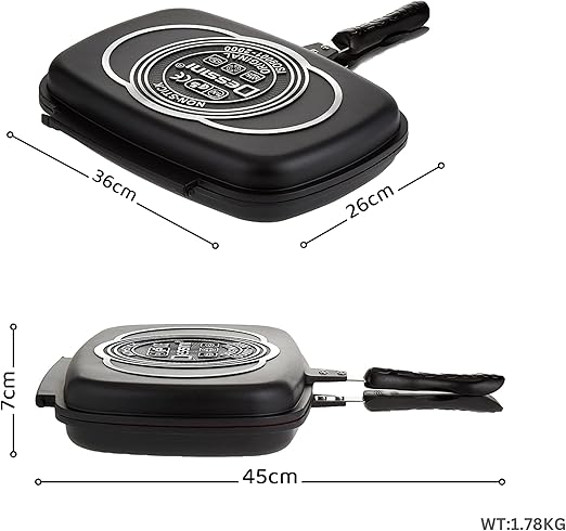 DESSINI 36CM DOUBLE-SIDED GRILL PAN | NON-STICK, FLIP PAN FOR EVEN COOKING | MULTIPURPOSE GRILL, FRY, ROAST, AND SAUTÉ PAN FOR GAS & ELECTRIC STOVES