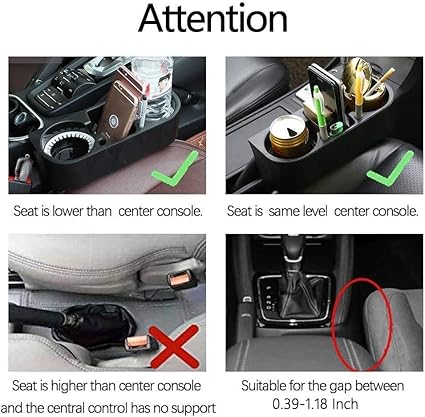 Cup Holder Portable Multifunction Vehicle Seat Cup Cell Phone Drinks Holder Box Car Interior Organizer (Black)