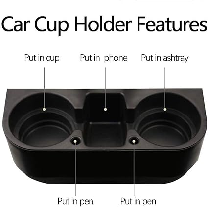 Cup Holder Portable Multifunction Vehicle Seat Cup Cell Phone Drinks Holder Box Car Interior Organizer (Black)