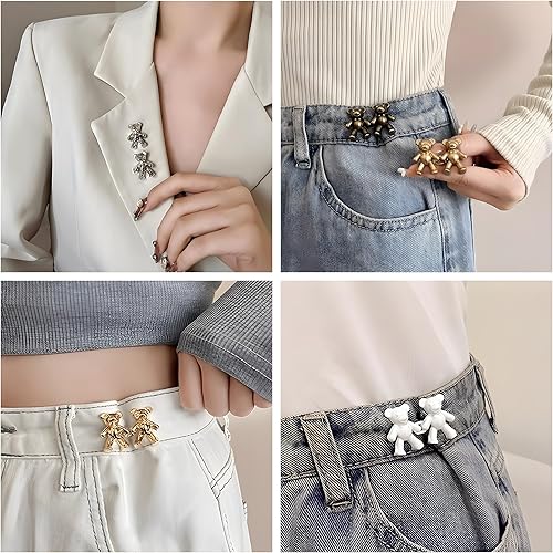 Button Pins for Jeans, Adjustable Pant Buttons, Waist Tightener No Sewing Required for Loose Jeans Women, Girls Gift Detachable