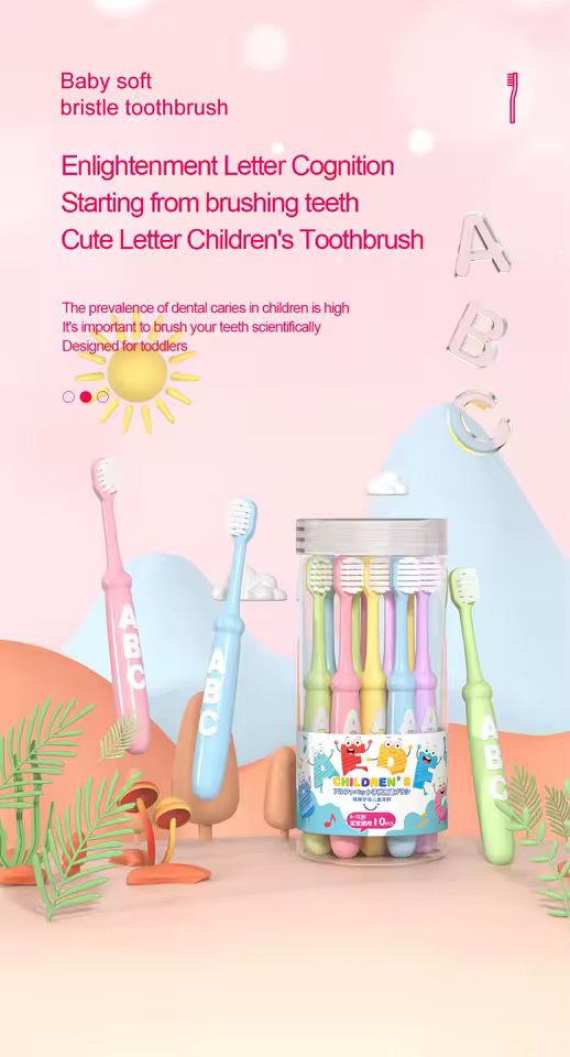 10PCS CUTE CHILDREN SMALL HEAD SOFT BRISTLE TOOTHBRUSH AGES 3-12YRS  A PACK OF 10 NICELY PACKED IN A CONTAINER HIGH DENSITY BRUSH WIRE DOES NOT DAMAGE GUMS FOR CHILDREN AGED 3-12
